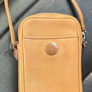 Coach Tan Leather Bag with Silver Accent